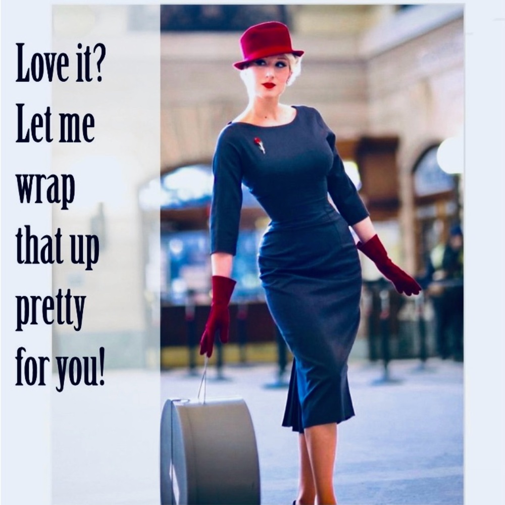 Elegant Navy Dress with Red Accessories